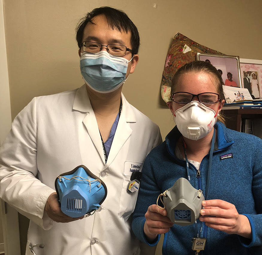 Destie Provenzano and Dr. Yuan James Rao with respirators